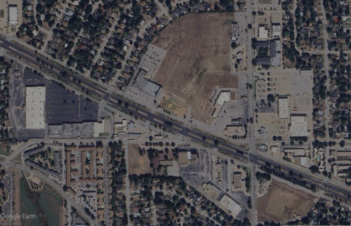Aerial photo of the Plymouth Park site as it is today.