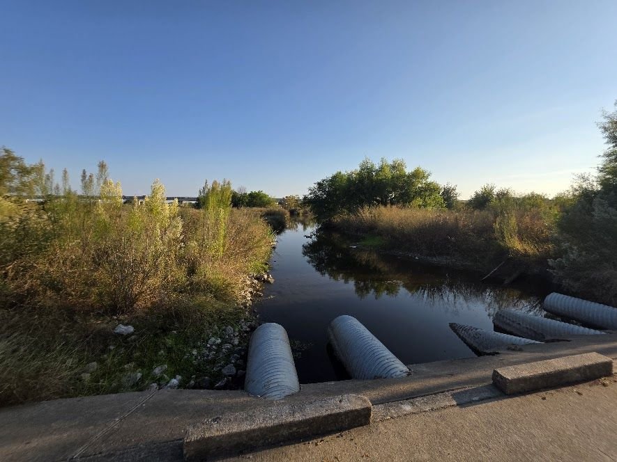 Concrete culverts at a creek crossing in the Redwood area of Guadalupe County